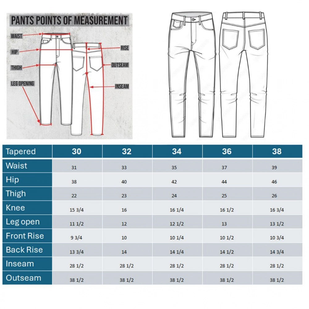 Generic Men's Cotton Blended Solid Tapered Jeans (Khaki)
