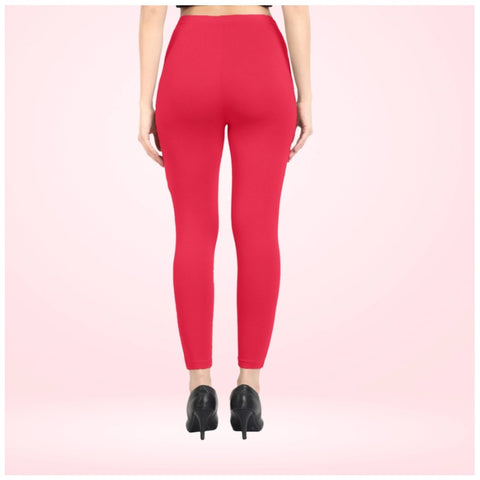 Generic Women's Cotton Blended Solid Ankle legging (Pink)