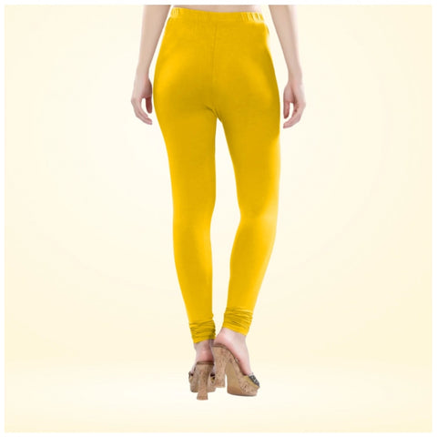 Generic Women's Cotton Blended Solid Churidar leggings (Yellow)