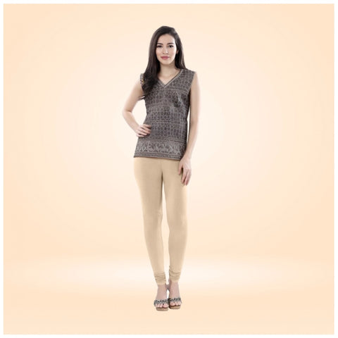 Generic Women's Cotton Blended Solid Churidar leggings (Skin)