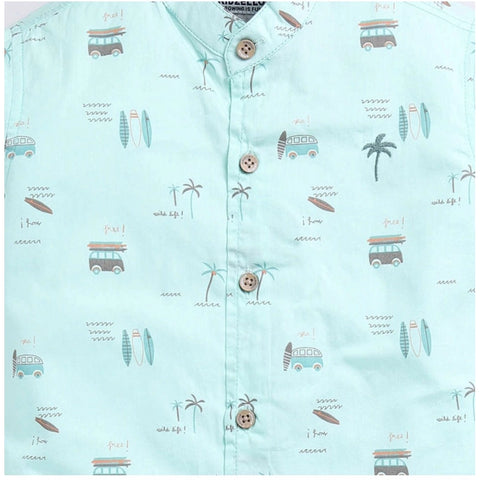 Generic Boy's Cotton Blend Printed Short Sleeve Shirt (MultiColor)