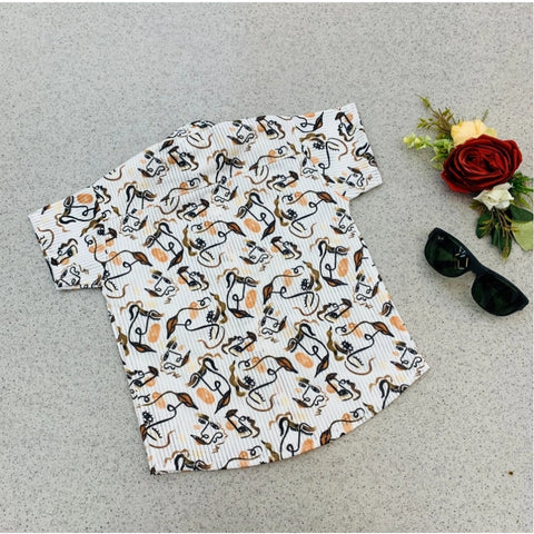 Generic Boy's Cotton Blend Printed Short Sleeve Shirt (MultiColor)