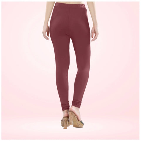 Generic Women's Cotton Blended Solid Churidar leggings (Maroon)
