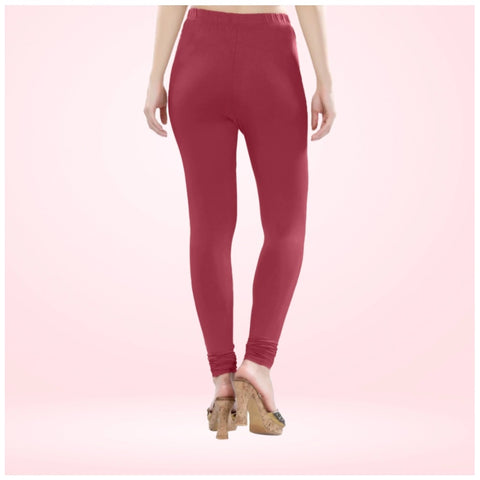 Generic Women's Cotton Blended Solid Churidar leggings (Red Maroon)