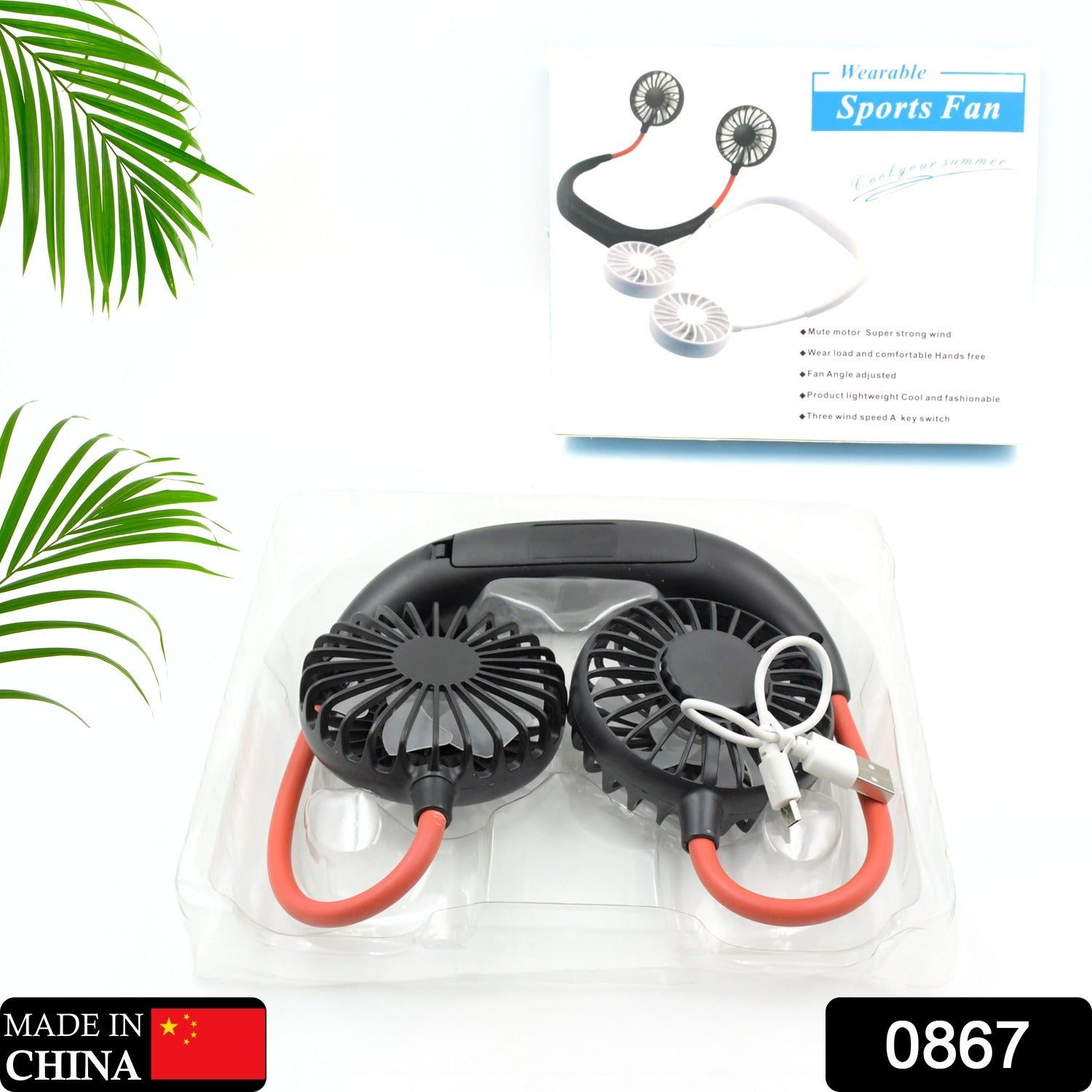 Wearable fan with battery compartment