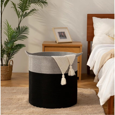 Generic Cotton 12x14 Inch- 1 Pcs Storage Basket For Clothes (Gray-Black)
