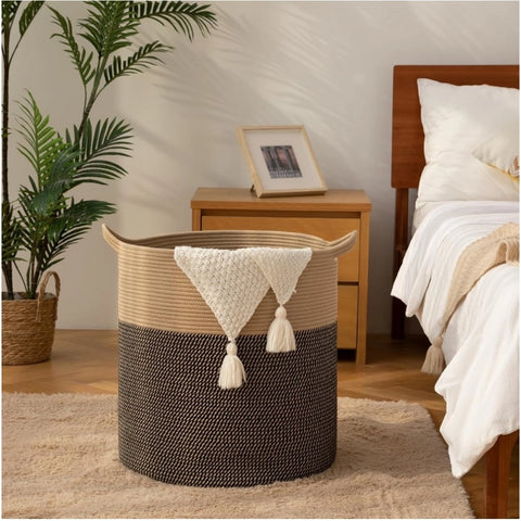Generic Cotton 12x14 Inch -Storage Basket For Clothes (Dark Brown)