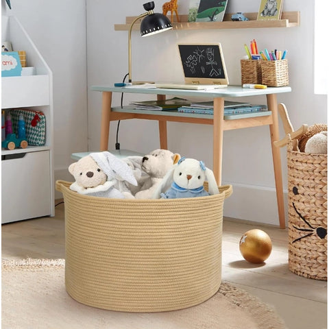Generic Cotton 14x12 Inch Pack of 1 Storage Basket For Clothes (Beige)