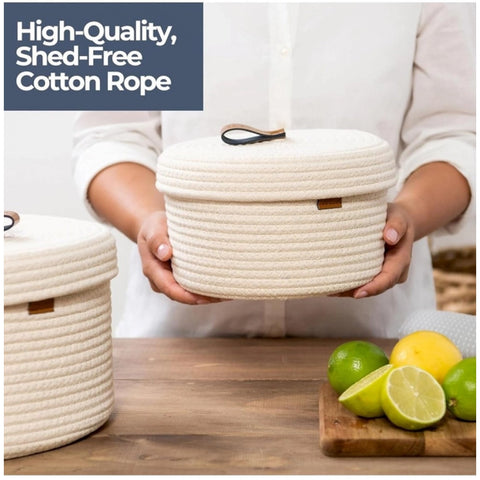 Generic Cotton 2 Pcs Set Roti Box Storage Basket With Lid (White)