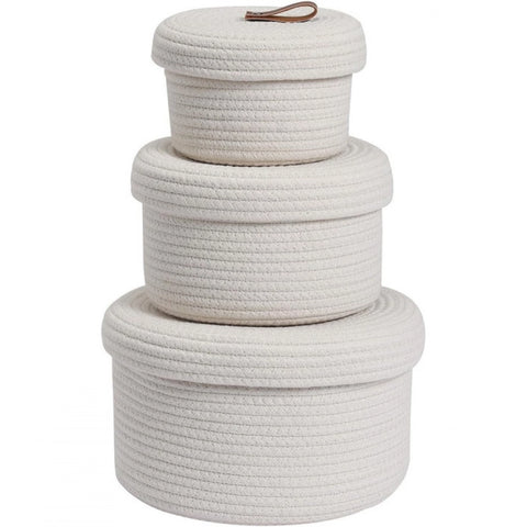 Generic Cotton 3 Pcs Set Roti Box Storage Basket With Lid (White)
