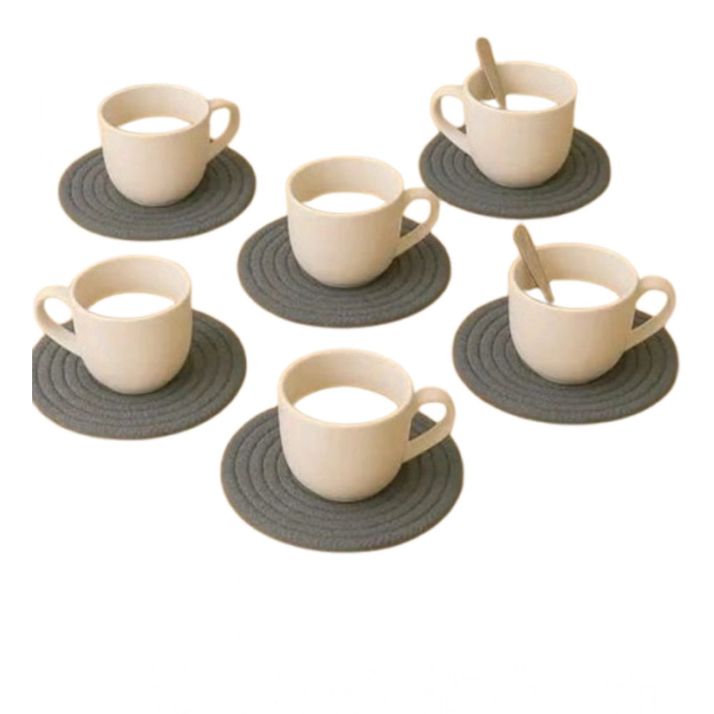 Generic Cotton 6 Pcs Set Tea Coaster 6 Pcs Set (Gray)