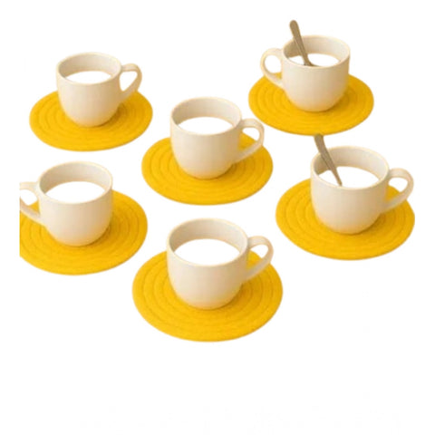 Generic Cotton 6 Pcs Set Tea Coaster 6 Pcs Set (Yellow)