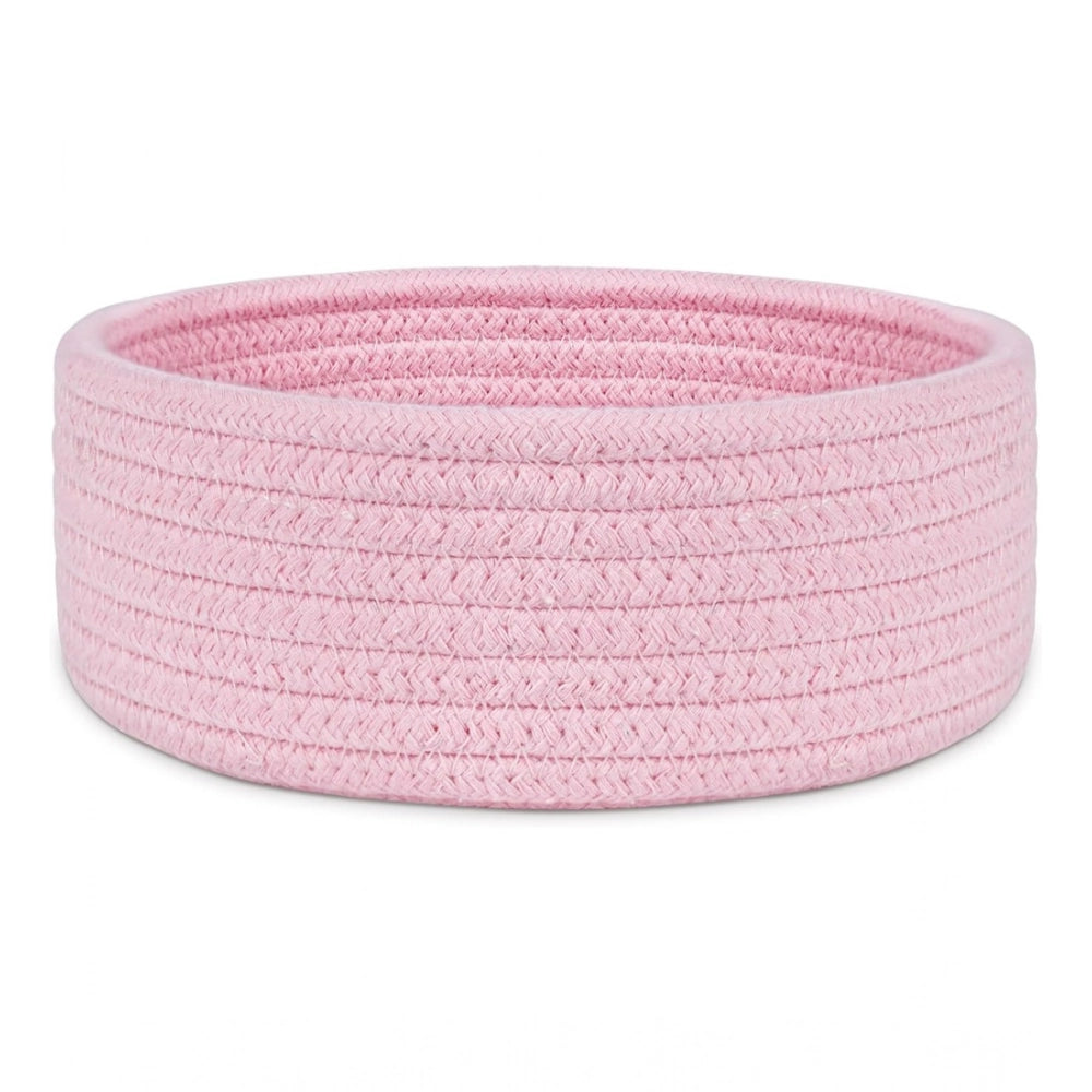 Generic Cotton 8x3 Inch Round 1 Pcs Bedside Organizer (Pink)
