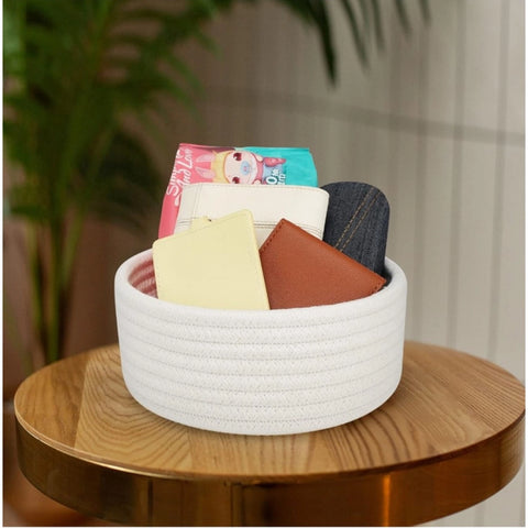 Generic Cotton 8x3 Inch Round 1 Pcs Bedside Organizer (White)