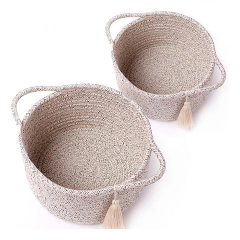 Generic Cotton 8x4 Inch Round 2 Set Kidi With Jhalar Bedside Organizer (Kidi)