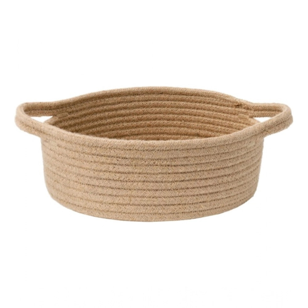 Generic Cotton 8x3 Inch Round Bedside Organizer (Beige)