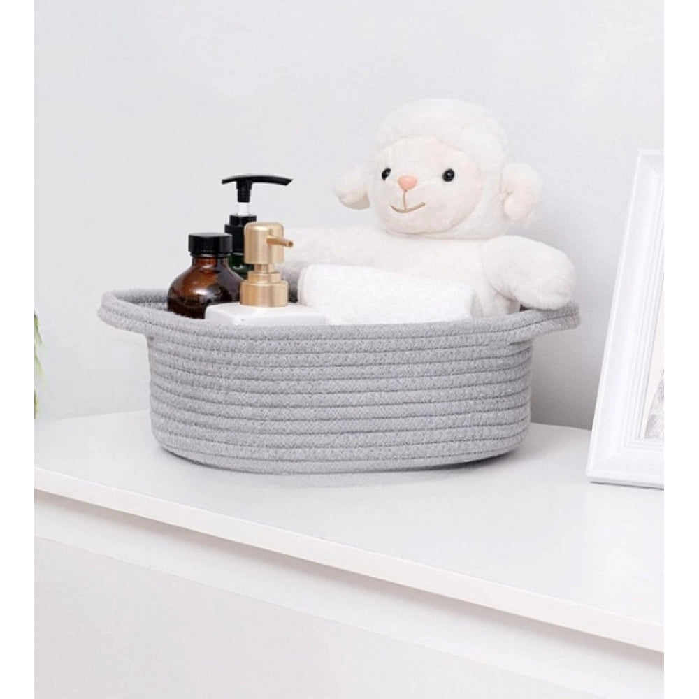 Generic Cotton 8x3 Inch Round Bedside Organizer (Gray)