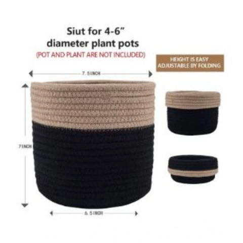 Generic Cotton Flower Pot (Beige Black)