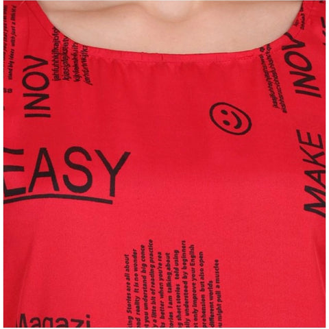 Generic Women's Casual Crepe Sleeveless Slit Dress (Red)