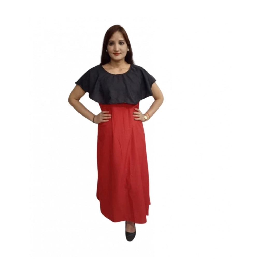 Generic Women's Casual Crepe Cape Sleeve Dress (Black)