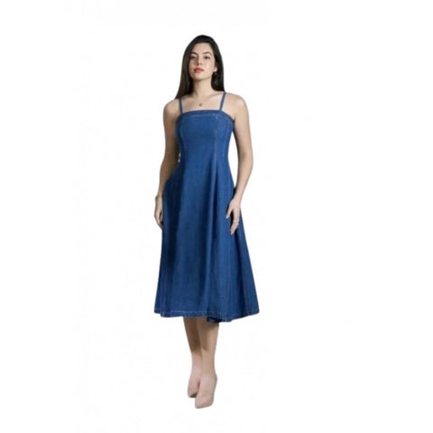 Generic Women's Casual Denim Sleeveless Dress (Blue)