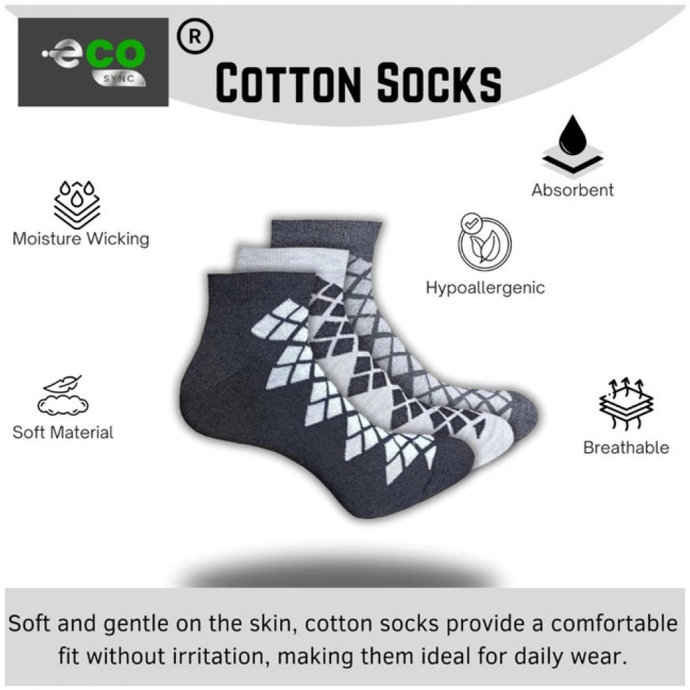 Generic 3_Pair Set Unisex Casual Cotton Printed Low Cut Socks (Multicolor)